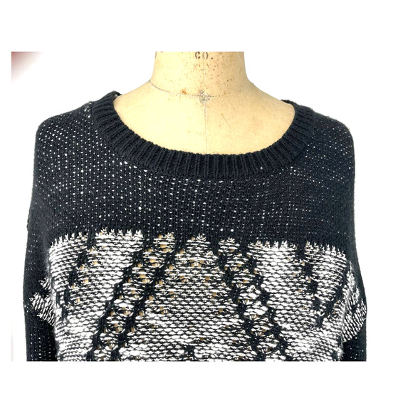 David Kahn Vintage Black Diamond Knit Pullover Sweater Top Size Large L - Picture 5 of 7